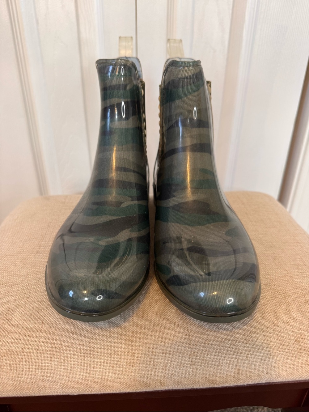 Jack Rogers Woman Sallie Ankle Green Camo Waterproof Rain Boots Scalloped Size 9 - Picture 5 of 15